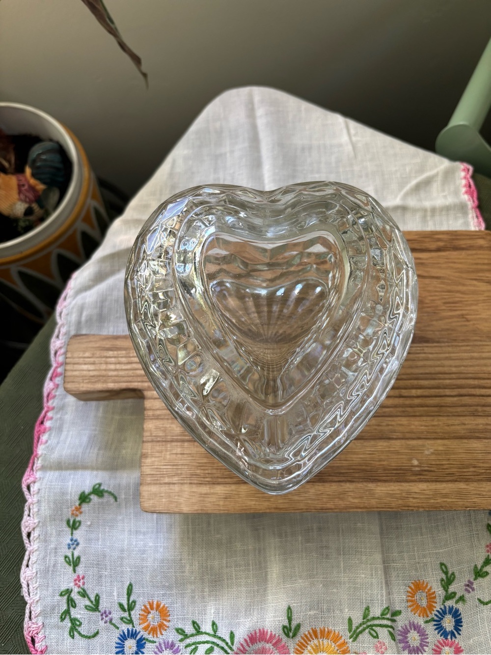 Vintage Homco Clear Heart-Shaped Glass Dish